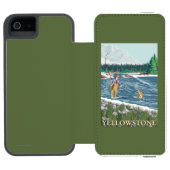 西のイエローストーン、モンタナ-はえの漁師 INCIPIO iPhoneウォレットケース (フォリオオープン)