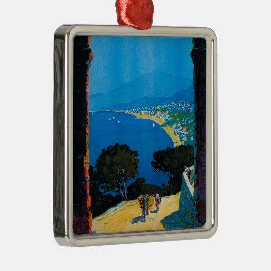 西のイタリア人のリビエラ旅行ポスター メタルオーナメント (右)