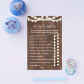 西の上または下のブライダルシャワーゲームカード チラシ (シングル)