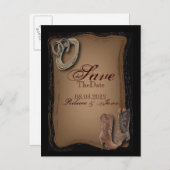 西の国のカウボーイの結婚式は日付を保存 案内ポストカード (正面/裏面)