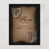 西の国のカウボーイの結婚式は日付を保存 案内ポストカード (正面)