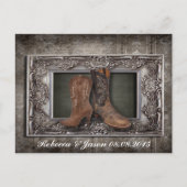 西の国のカウボーイの結婚式は日付を保存 案内ポストカード (正面)