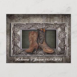 西の国のカウボーイの結婚式は日付を保存 案内ポストカード