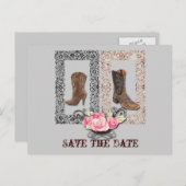 西の国のカウボーイの結婚式は日付を保存 案内ポストカード (正面/裏面)