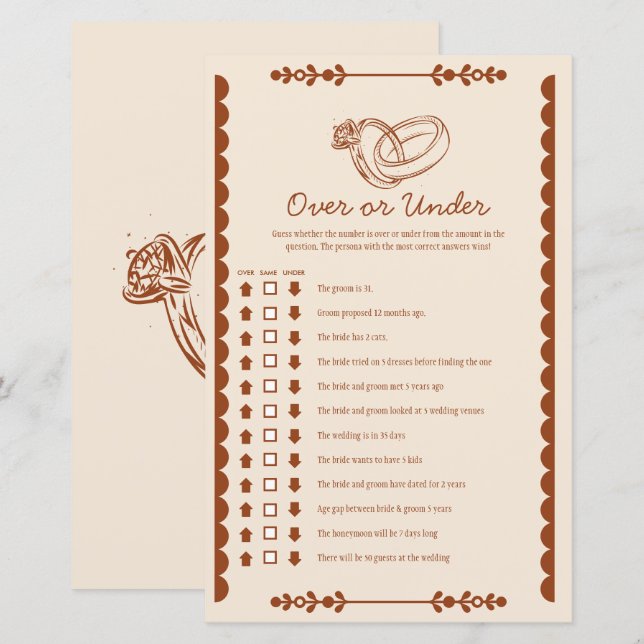 西の国の上または下のブライダルゲーム (正面/裏面)