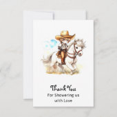 西の垣間見る：カウボーイ素朴ベビーシャワー サンキューカード (正面)