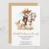 西の垣間見る:カウボーイ素朴ベビーシャワー 招待状 (正面/裏面)