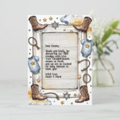 西の小さなカウボーイの途中の赤ちゃんシャワー サンキューカード (スタンド正面)