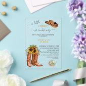 西の小さなカウボーイブーツ少年の赤ちゃんシャワー アクリル招待状 (インサイチュ (ウェディング))