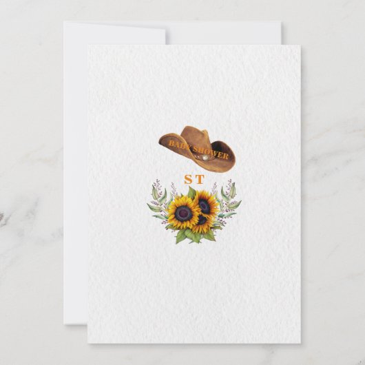 西の小さなカウボーイブーツ赤ちゃんシャワー 招待状 (裏面)