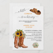 西の小さなカウボーイブーツ赤ちゃんシャワー 招待状 (正面/裏面)