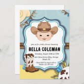 西の小さなカウボーイベビーシャワー招待状 招待状 (正面/裏面)