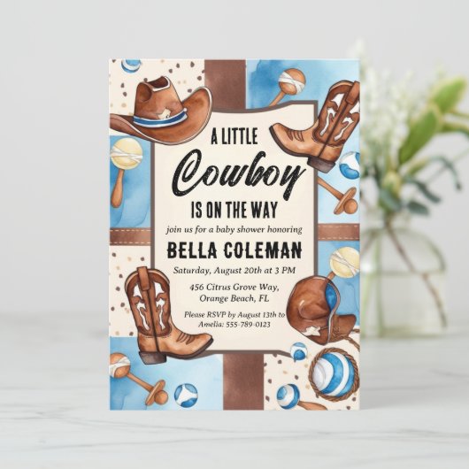 西の小さなカウボーイベビーシャワー招待状 招待状 (スタンド正面)