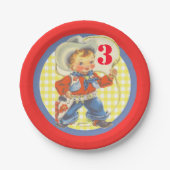 西の小さなカウボーイロープ誕生日プレート ペーパープレート (正面)