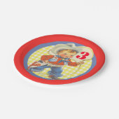 西の小さなカウボーイロープ誕生日プレート ペーパープレート (アングル)