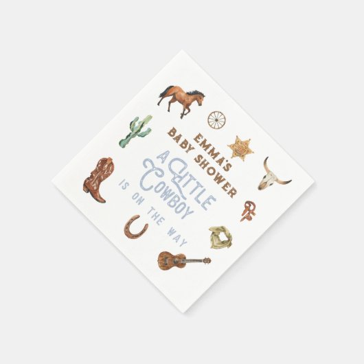 西の小さなカウボーイ写真ベビーシャワー スタンダードカクテルナプキン (角)
