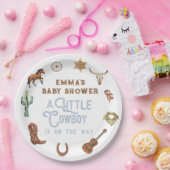 西の小さなカウボーイ写真ベビーシャワー ペーパープレート (パーティー)