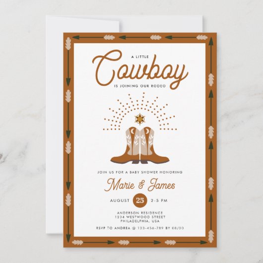 西の小さなカウボーイRodeo写真の赤ちゃんシャワー 招待状 (正面)