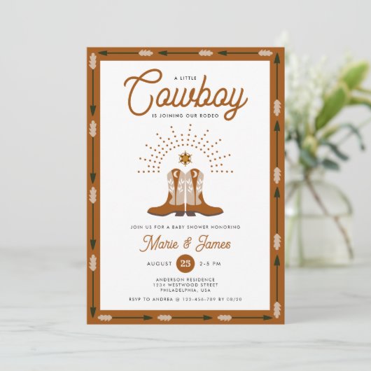西の小さなカウボーイRodeo写真の赤ちゃんシャワー 招待状 (スタンド正面)