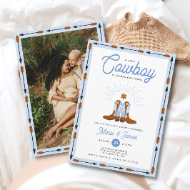 西の小さなカウボーイRodeo写真少年の赤ちゃんシャワー 招待状
