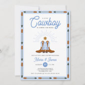 西の小さなカウボーイRodeo写真少年の赤ちゃんシャワー 招待状 (正面)