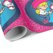 西の小さな漫画女性のカーボーイオンスティックホース ラッピングペーパー (ロールコーナー)