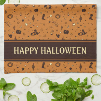 西の帽子とブーツ キッチンタオル