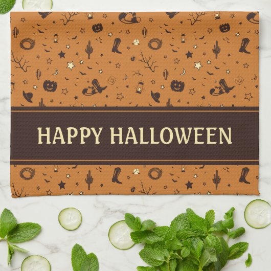 西の帽子とブーツ キッチンタオル (折り畳み)