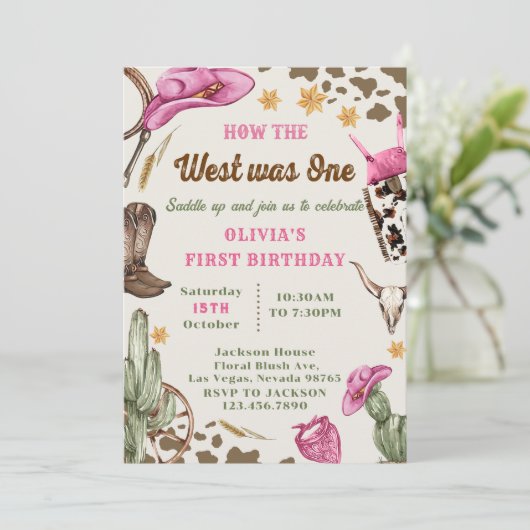 西の方法は一つのロデオの最初の誕生日 招待状 (スタンド正面)