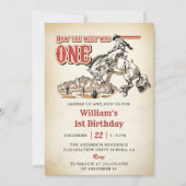 西の方法ワンカウボーイ誕生日パーティーだった 招待状 (正面)