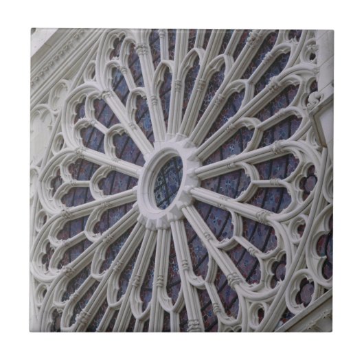 西の正面からのバラ窓、c.1270 タイル (正面)