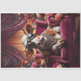 西の牛の座っているピンクの椅子のデカップページ 薄葉紙