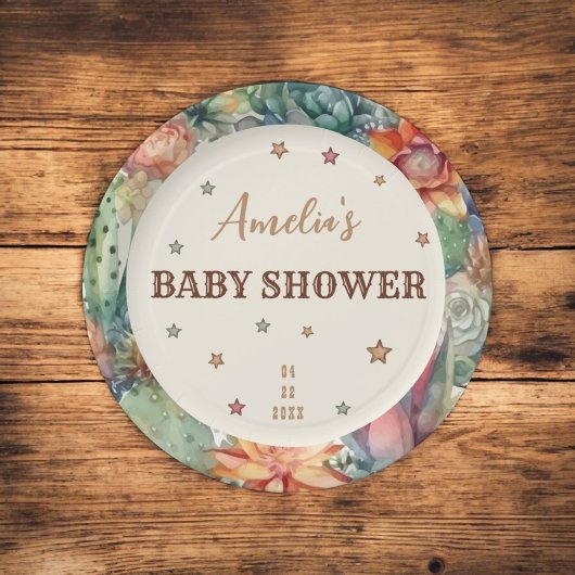 西の男の子の小さなカウボーイブラウンベビーシャワー ペーパープレート