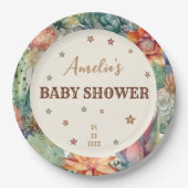 西の男の子の小さなカウボーイブラウンベビーシャワー ペーパープレート (正面)