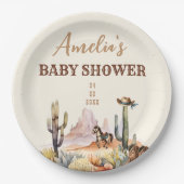 西の男の子の小さなカウボーイブラウンベビーシャワー ペーパープレート (正面)