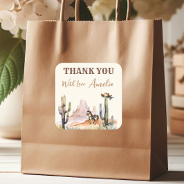 西の男の子の小さなカウボーイ素朴の赤ちゃんシャワー スクエアシール