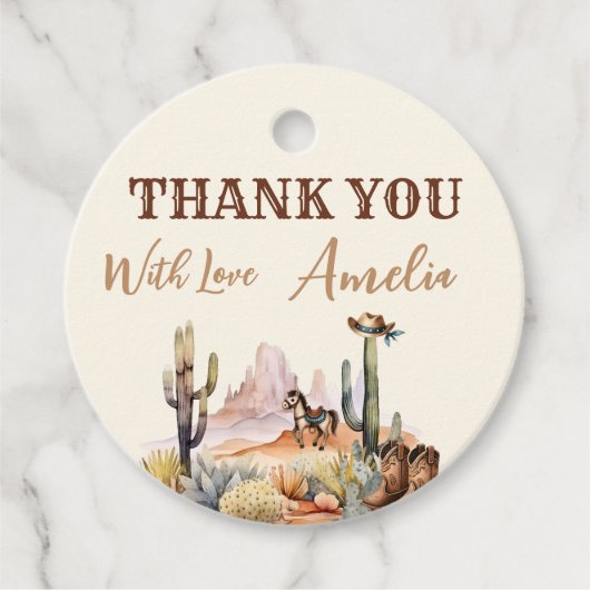 西の男の子の小さなカウボーイ素朴の赤ちゃんシャワー フェイバータグ (正面)