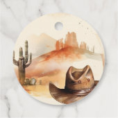 西の男の子の小さなカウボーイ素朴の赤ちゃんシャワー フェイバータグ (裏面)