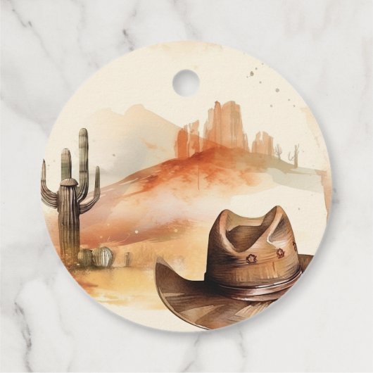 西の男の子の小さなカウボーイ素朴の赤ちゃんシャワー フェイバータグ (裏面)