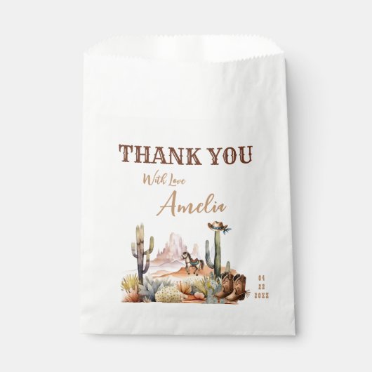 西の男の子の小さなカウボーイ素朴の赤ちゃんシャワー フェイバーバッグ (正面)