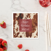 西の白まだら茶色の黒牛革 スタンダードカクテルナプキン (インサイチュ)