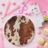 西の白まだら茶色の黒牛革 ペーパープレート (パーティー)