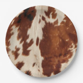 西の白まだら茶色の黒牛革 ペーパープレート (正面)