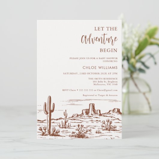 西の砂漠で冒険を赤ちゃんシャワーを開始 招待状 (スタンド正面)