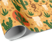 西の砂漠のスカルサボスヘビのパタ素朴ーン ラッピングペーパー (ロールコーナー)