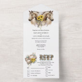 西の素朴な水色の馬ひまわり小屋 オールインワン招待状 (内側)