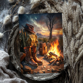 西の野生の西カウボーイのブーツ火の草原 薄葉紙