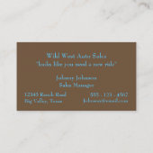 西の野生の西カウボーイズバッキング馬 名刺 (裏面)