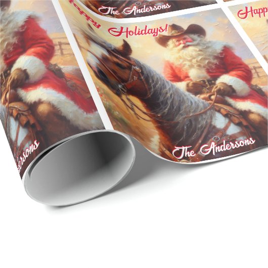 西の陽気なサンタクロースとホースクリスマス ラッピングペーパー (ロールコーナー)