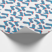 西の青と赤のカウボーイブーツのギフトラッピング ラッピングペーパー (角)